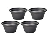 軟質プラスチックプランター フチ有サークル ブラック 200Φ×100Hmm 3205-BK 4個セット