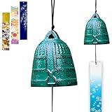 TattiOut 風鈴 鉄器 多種類から選べる 防水短冊3枚吊糸1本つき 鋳鉄 金属 涼しい 癒し 手作り おしゃれ 夏の風物詩 ウィンドチャイム 鉄 いい音 伝統工芸 かわいい ギフト 贈り物 TO24CA014 釣鐘 グリーン（大）