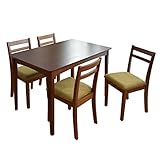 タンスのゲン ダイニングテーブルセット 5点セット 4人用 120cm × 75cm 北欧 テーブル 椅子 ブラウン × グリーン 11719138 02