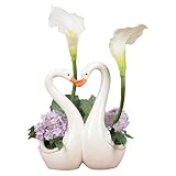 Zhhlinyuan 美しい Modern Artificial Potted Plant for Home Decor Calla Lily Flower and Swan Resin Vase