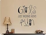 24 " x20 " Girls Just Wanna Have Fun Childroom壁デカールステッカーアート壁画ホームD & # x17d ; cor Quote