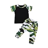 ベビー服　男の子　レタープリント　半袖 迷彩 Ｔシャツ　パンツ　セット (70 (0-9 Months)) [並行輸入品]