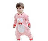 quavey夏/秋Baby Sleeping Bag Cotton Wearable Blanket withフィート( 0 – 3years古い、ピンク) L(90CM) ピンク