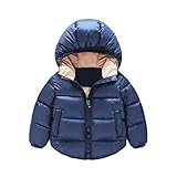 Candykidsカジュアル アウターウエア ベビー服 綿服ジャケット 綿入れコート ジャンパー子供服 上着 女の子 新生児 冬着 (90cm, ネイビー)
