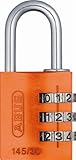 ABUS 145/30 C 30mm Body 3-Dial Resettable Combination Padlock, Orange by ABUS