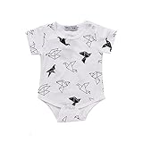 新生児服　ベビー服　ロンパース　カバーオール　半袖　ボタン付き　夏　赤ちゃん　子供　キッズ　着替え簡単 (L, B)