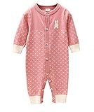 Yuelian(TM) 子供服 ベビー キッズ 短肌着 新生児 カバーオール 女の子 男の子 ロンパース 長袖 ジャンプスーツ (80：着丈63cm、バスト58cm、袖丈28cm, 1 ピンク)