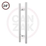 canzak Pullプッシュドアハンドル、屋内または屋外、ミラーステンレススチール仕上げ（304グレード) 24 Inch CAN-1004-MI