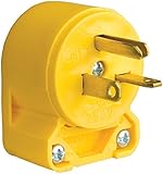 Eaton 4509AN-SP-L Commercial Grade Vinyl Angled Plug with 20-Amp, 250-Volt, 6-20-NEMA Rating, Yellow
