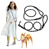 Wagoo 犬 リード ショルダーリード 3m ロープ 小型、中型、大型犬用リード 肩掛け ハンズフリー たすき掛け 斜め掛け 多機能 (太さ1.0cm/M, ブラック)