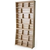 本棚 マンガ収納 スライド＆ディスプレイ ブックエンド 木製 リアル木目 幅90 上下段 セット ナチュラル