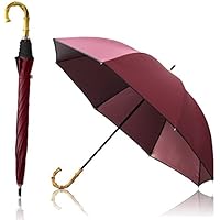 Ombrage 完全遮光 100% 日傘 ショートパラソル 親骨50cm 【エッジライン / ワインレッド】 UVカット UPF50+ 紫外線対策 遮熱加工 梅雨 ゲリラ豪雨 夕立 高強度 水をはじく テフロン加工 超撥水