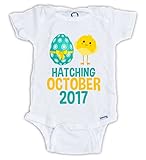 Jujuアパレルカスタムイースター妊娠発表Onesie、イースターベビーボディスーツ カラー: ホワイト