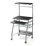 イーサプライ パソコンデスク コンパクト 幅60cm 省スペース キャスター付 ブラック EZ1-DESK016BKN