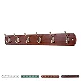 DOKEHOM DKH0166BN アンティークゴールドフック6連(4連と6連有り) 壁掛けフック ウォールハンガー ウッドハンガー 　コート掛け　壁掛け収納　天然木材　ネジ取り付け (全3色胡桃色)