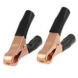 SODIAL(R)ブラック 50A ソフトプラスチックブーツ メタル車バッテリークリップ ワニクランプ 2個