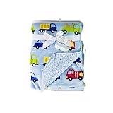 Baby Sherpa Mink Printed Pram Buggy Blanket Wrap Thick, Blue Transport by Hoolaroo