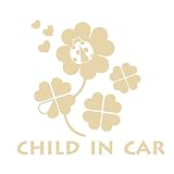 デザイン工房ＳＩＧＮＳ 車ステッカー Child in car 11 綺麗にはがせる 車 ステッカー 四つ葉 クローバー ベージュ