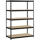 マッスルラック48 " W x 24 " D x 72 " h 5-shelfスチール棚 – ブラック| 5パーティクルボード棚サポート荷重