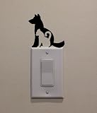YINGKAI Cat & Dog on Light Switch Decal Vinyl Wall Decal Sticker Art Living Room Carving Wall Decal 