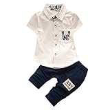 Mhomzawa ベビー服　Tシャツブ　子供　ブラウス 赤ちゃん男の子　女の子　レター　ポケット付き　Tシャツ+パンツ2ピース　スーツの服　 普段着　お祝い ギフト パーティー (ホワイト, M)