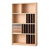 小島工芸 日本製 組立不要 健康仕様のFフォースター 引き出し3杯付き 可動仕切板 高さ148cm シェルフ 86シェルフNブリック [幅86.3cm 奥行30cm] 1270853