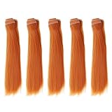 PATIKIL 15CMドール用ウィッグ 5個セット 高温シルク製ストレートウィッグ ドール用ヘアメイキングキットDIYハンドメイド用アクセサリー オレンジ
