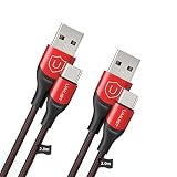 [2M 2本セット]UMUST USB C ケーブル USB Type C ケーブル USB A to USB-Cケーブル QC3.0 3.1A急速充電ケーブル USB C コード タイプCケーブルナイロン編込みタイプCケーブル Samsung Galaxy S21 LG V50 Pixel iPad Pro Mini2021 等対応 (レッド)