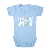 (フロソ) FLOSO 赤ちゃん・ベビー用 I Wake Up Awesome(起きた瞬間から最高)プリント 半袖ボディースーツ ロンパース ベビー肌着 パジャマ (18-24ヶ月) (スカイブルー)