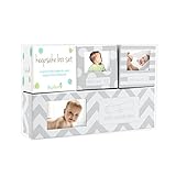 Tiny Ideas Chevron Baby Keepsake Boxes Gray [並行輸入品]