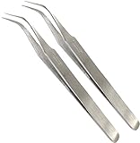 4-3/4 Inch Non-magnetic Tweezers with Curved Tips : ( Pack of 2 Pcs. ) by ToolUSA