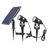 PRODELI ソーラー LED ライト アウトドア スポットライト 太陽光パネル充電 ガーデンライト 2W 200LM防犯対策IP65防水 2-IN-1 長さ3ｍ 芝生ランプ15メートル照明距離 光
