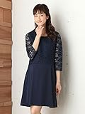 Angeliebe エンジェリーベ マタニティ ワンピース 授乳口付き スカッラップ レース ワンピ 妊婦服 産前 産後 お宮参り フリー ネイビー 21912 21912300