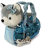 Little Jupiter Pet ぬいぐるみセット 財布付き リバーシブルスパンコール&チャーム付き - 3~7歳の子供向けぬいぐるみ - ぬいぐるみ財布 - 女の子用ぬいぐるみ - (ハスキー犬)