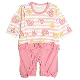 カバーオール ベビー 乳幼児 女の子 長袖 ロンパース 赤ちゃん イチゴ柄 ピンク 60～70cm