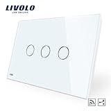 LIVOLO ホワイトUS標準3ギャング2 Wayリモートスイッチwith LEDインジケータAC 110 – 220 V、119 mm × 78 mm、-C903SR-11