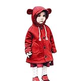 女の子 子供服 Karchi ロングコート可愛い　耳のフード付き　ジャケット　 ベスト　子供誕生日　出産祝いプレゼント　入園式着 卒園式着　誕生日着　お出かけ (80, 赤)