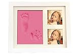 赤ちゃん 手型 足型 キット 粘土 フォトフレーム 出産 誕生 祝い 贈り物 インテリア (ピンク)