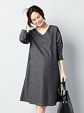 Angeliebe エンジェリーベ マタニティ ワンピース 授乳口付き Vネック Aライン ワンピ 妊婦服 産前 産後 長袖 M ～ L 杢チャコール 22074 22074102