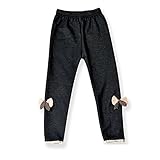 Tovadoo 子供服 ベビー服 女の子 ズボン レギンス 秋冬 厚手 暖かい 裏ファー リボン 姉妹揃い 部屋着 保育園 旅行 プレゼント 3-8歳