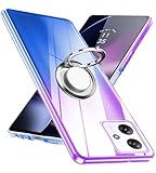 対応 MOTO G64 5G ケース/ G64Y 5G 用 ケース リング TPU 薄型 軽量 Moto g64 5G/g64y 5G カバー グラデーション色ケース 耐衝撃 指紋防止 車載ホルダー対応 防塵 一体型 人気 携帯カバー 全面保護カバー パープルブルー