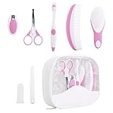 NoYuo ベビーケアセット ベビーレーベル ネイルケアセット コーム ブラシ 爪きり ハサミ ポーチ付き かわいい ピンク