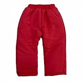 スノーパンツ 防寒 ズボン ベビー 女の子 無地 中綿 パンツ レッド 90