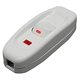 SODIAL(R) コンパクトホワイトプラスチックインラインコードランプスイッチ