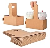 BATGXGO ドリンクキャリア クラフト紙 カップホルダー テイクアウト ハンドル付き テイクアウトホルダー 15枚 (2カップ)