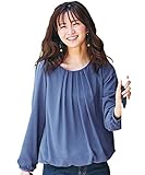 [ニッセン] ブラウス 長袖 シフォン タック カットソー裏地付 秋 冬 レディース オフィス ビジネス 通勤 洗える 春 秋 ダスティーブルー M