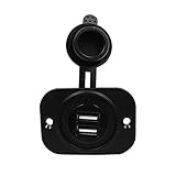 VORCOOL ポータブル12V 2.1Aオートバイの車のシガレットライターソケットスプリッタiPad/iPhone/携帯電話/GPS（ブラック）のデュアルUSBポート