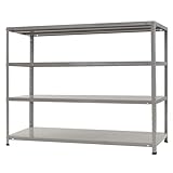 スチールラックのキタジマ KT-7-12 幅150×奥行60×高さ120cm 4段 ホワイトグレー 150kg/段