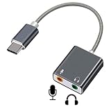 USB-C Type C to 3.5mm変換アダプタ ノートパソコンの のためのジャック USB Type-C外付けサウンドカード3.5mm CタイプオーディオカードアダプターUSB-Cオーディオアダプタ (グレー)