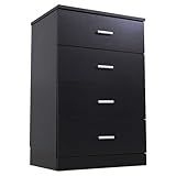 チェスト タンス 箪笥 収納 洋服収納 木製 スライドレール 4段 幅59 奥行42 スリム ブラック